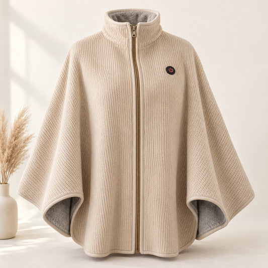 Cape chauffante Nuagette beige, bouton allumé