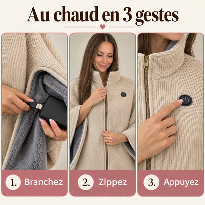 Au chaud en 3 gestes : branchez, zippez, appuyez