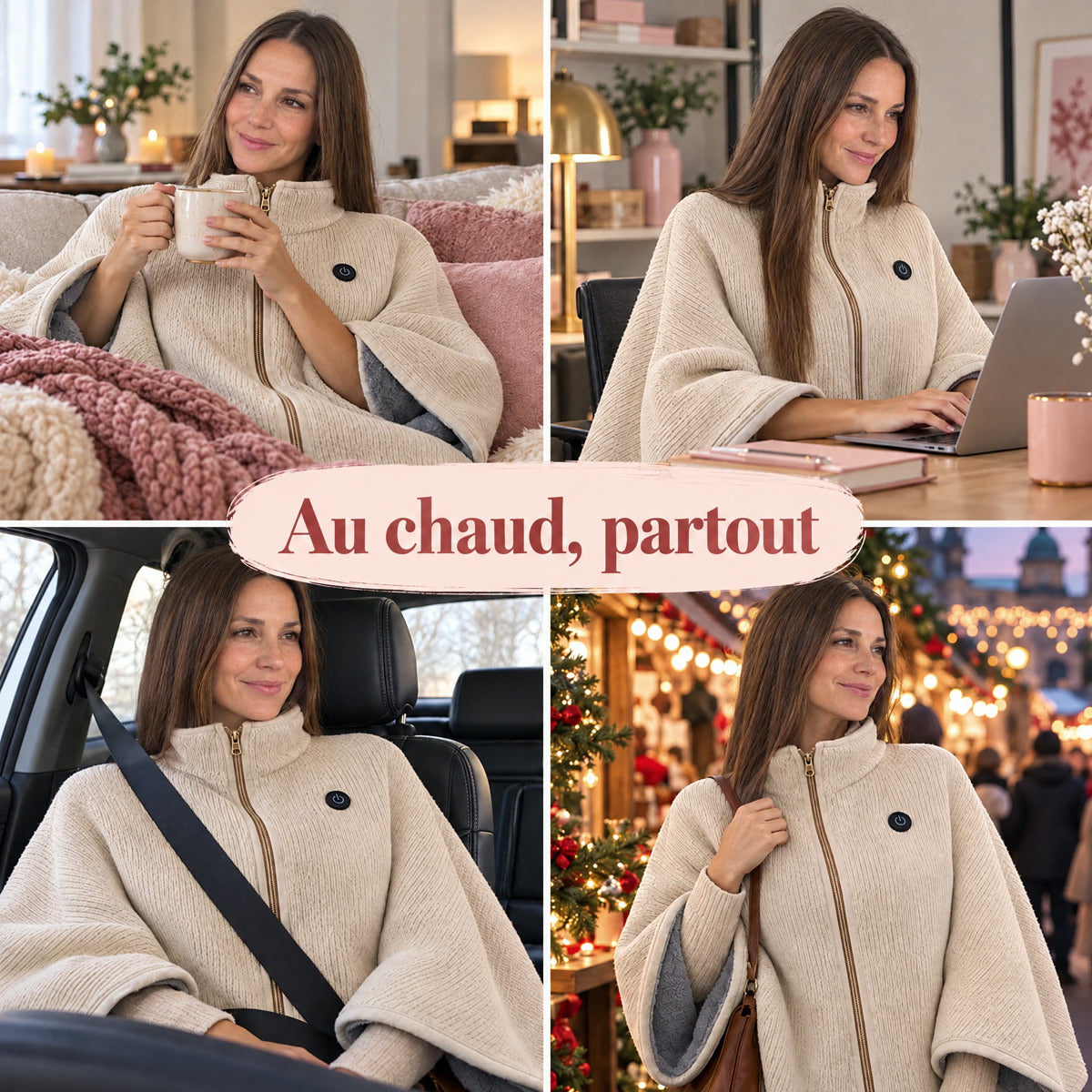 Au chaud partout : canapé, bureau, voiture, marché de Noël